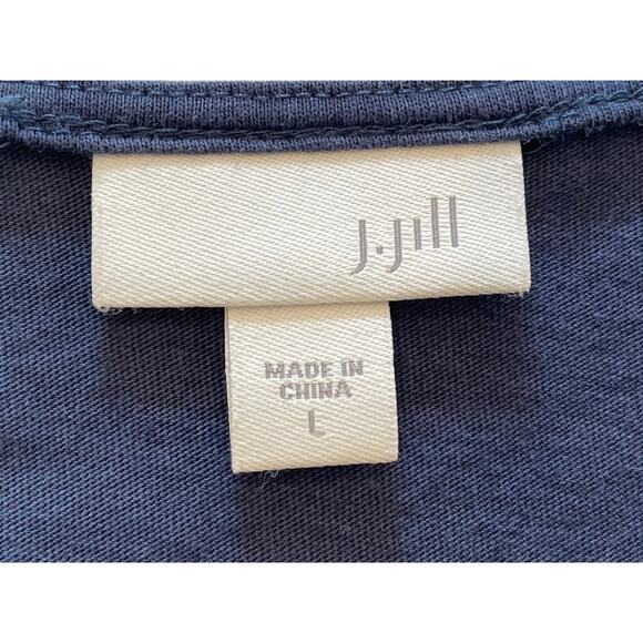 J. Jill Navy Embroidered Cut Out Overlay Sleeveless Tank/Blouse, Size L - Picture 7 of 11